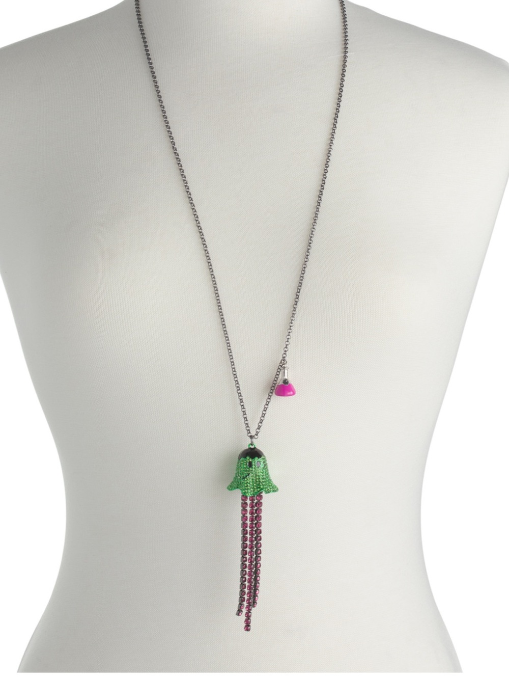 Betsey Johnson Crystal Frankenstein Ghost Y-Neck Necklace